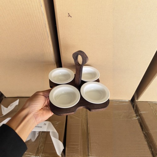 商用草帽碟陶瓷调味酱料碟饺子蘸料碟酱油醋碟调料碟小吃碟带木架