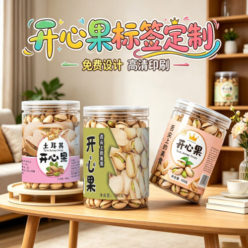 精选开心果贴纸包装定制坚果标签盐焗腰果碧根果休闲零食不干胶贴
