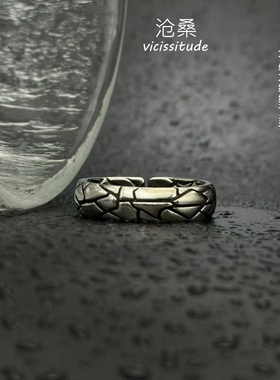 s925银原创设计沧桑戒指