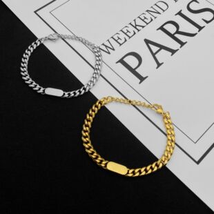 古巴手链男款小众设计高级感美式钛钢男生手链潮简单大方百搭饰品