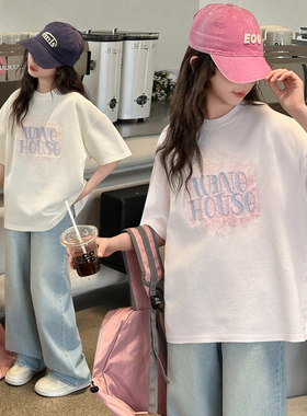 女童夏季韩式字母短袖T恤宽松