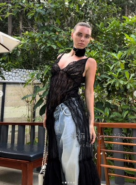 pervert 代购透视蕾丝吊带连衣裙