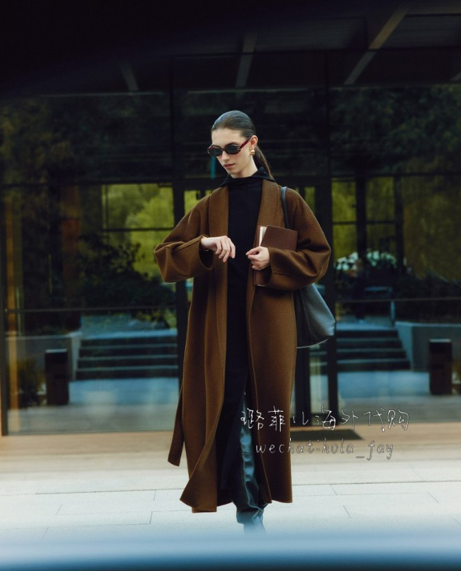 12 storeez 代购有质感的双面羊绒长袍大衣