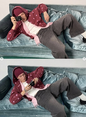 scuffers 代购波点拉链连帽衫卫衣外套