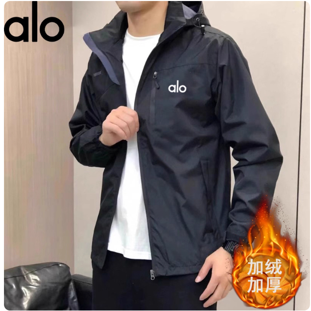 alo男款上衣男士运动男装衣服外套加绒冬季新款2025休闲韩版大码