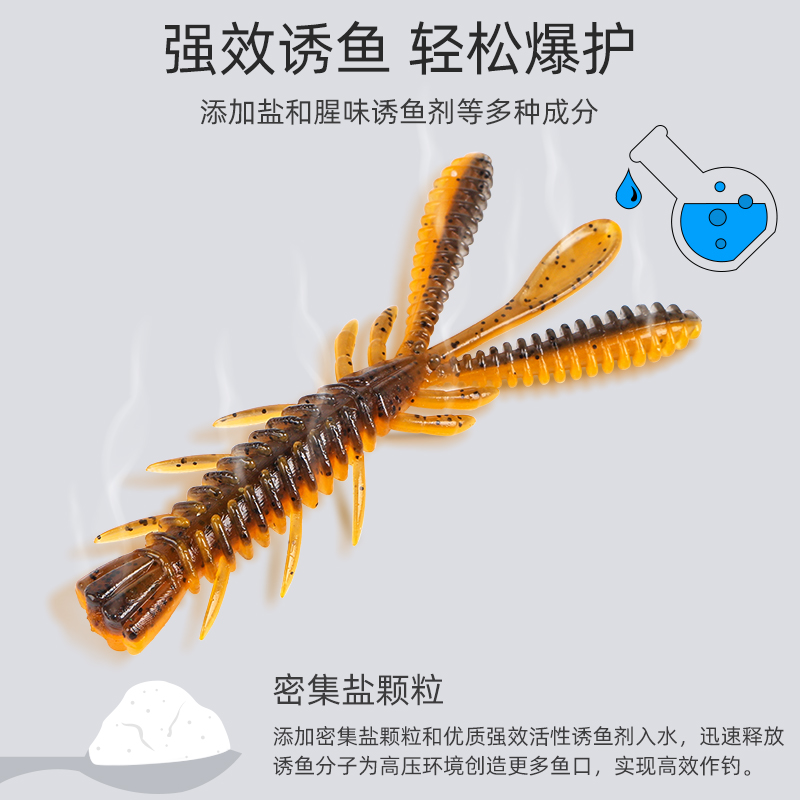 路亚浮水虾波舞虾型软饵内德铅头钩倒钓钓组黑坑软饵鲈鱼假饵软虫