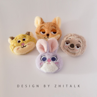 卡通动物城毛绒胸针配饰 可爱兔子 狐狸 闪电树懒玩偶别针装饰