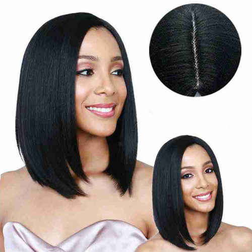 Women's Side-parted, Middle-parted B, Short Straight Hair, M