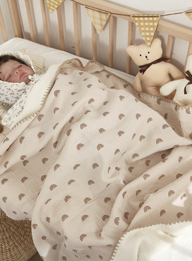 Baby Blankets for Beds 4 Layer Cotton Swaddle Muslin Blanket