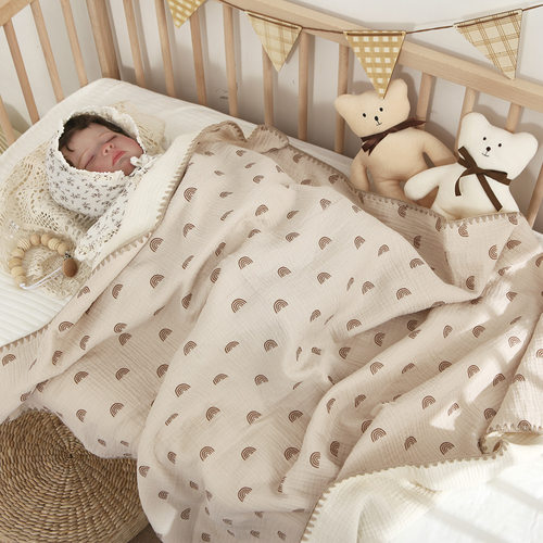 Baby Blankets for Beds 4 Layer Cotton Swaddle Muslin Blanket