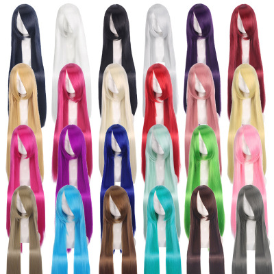 100cm splay Universal Long Straight Hair Women Multicolor Lo