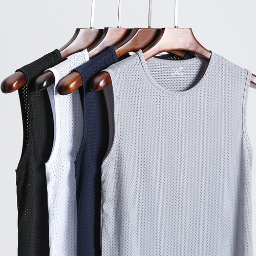Ice Silk Mesh Vest For Men To Wear As Outerwear For Fitness