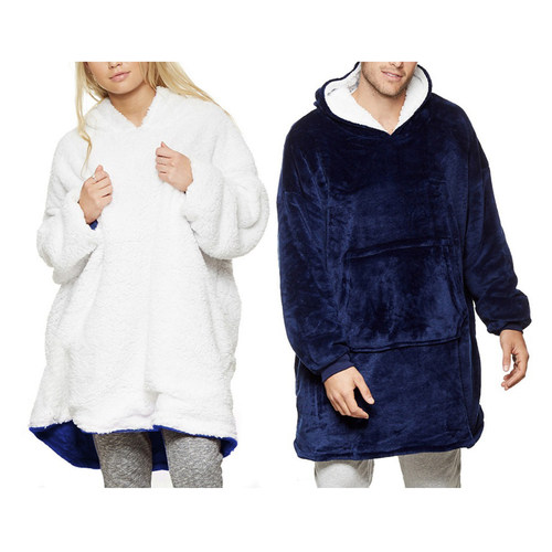 Super Soft Hoodie Comfy Nightwear Wearable Fleece Blanket Ba