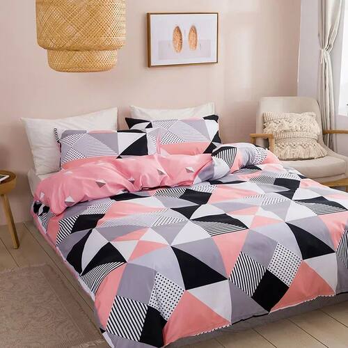 Geometric Print Queen Bedding Set Soft Comfortable King Size