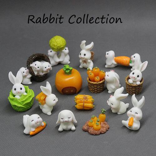 1 PC Easter Bunny Decoration Resin Plastic Craft Miniature R