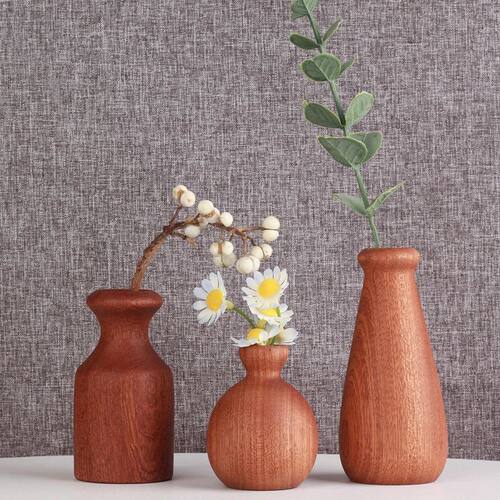 1PC New Ebony Wooden Vase Living Room Dried Flowers Vase Pla