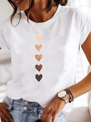 Short Sleeve Casual Ladies Fashion Female Graphic Tee Women