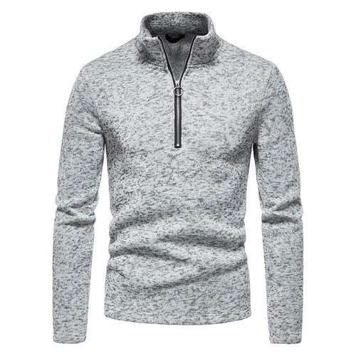 Men's Sweatshirt Placket Zipper Design Solid Color Turtlenec