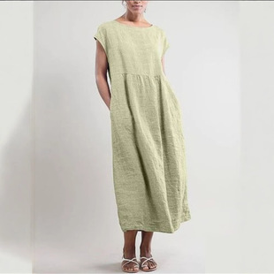 Sleeveless Loose Pocket Solid Linen lor And 2025ebay tton