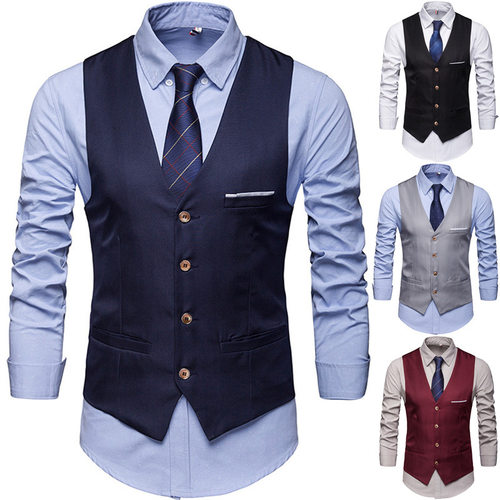 Suit Vest Male Groomsmen Dress Vest Business Casual Suit Men