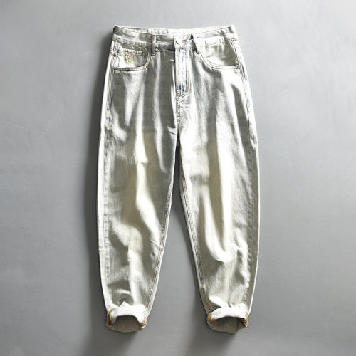 G7132 Men's Washed Vintage Denim Casual Pants Drop Shipping