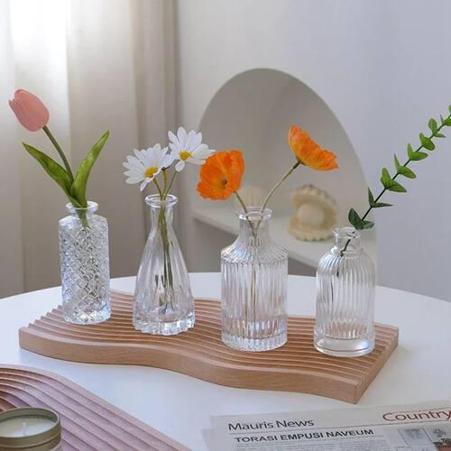 Transparent Glass Vase Decoration Nordic Style Desk Glass Fl
