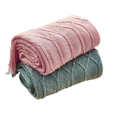 Inyahome Knitted Chunky Throw Blankets for Couch and Bed Sof