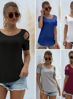 Nuoxi 2024 Wish Round Neck Short-sleeved Off-shoulder Women'