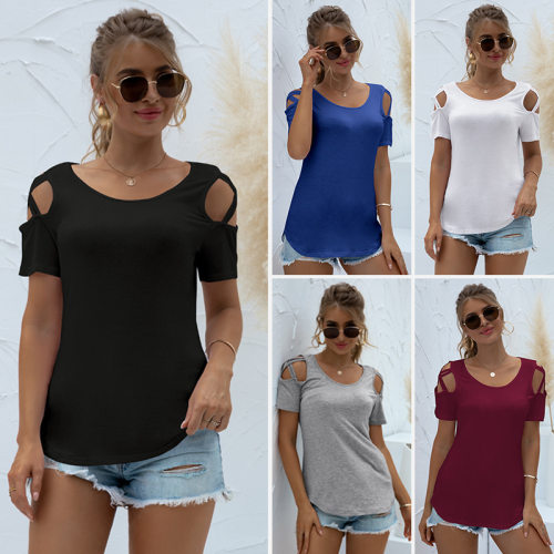 Nuoxi 2024 Wish Round Neck Short-sleeved Off-shoulder Women'