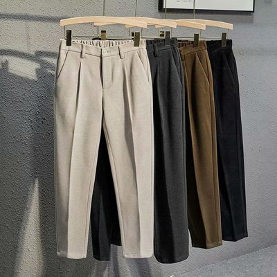 Suit Pants Men's Straight Leg Casual Pants Woolen Nine-point