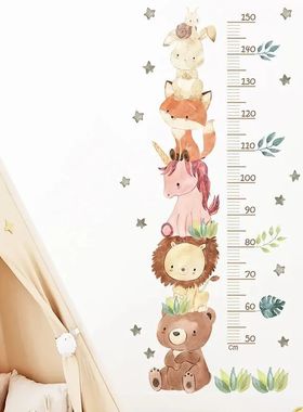 3Pcs Cute Unicorn Animals Height Measurement Wall Stickers f