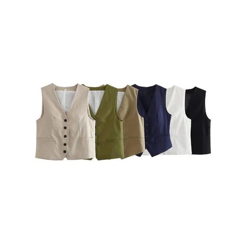 Willshela Women Fashion Solid Single Breasted Vest Waistcoat