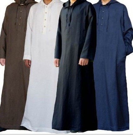 2024 Arabic Style Simple Long Hooded Shirt For Men  Robe For