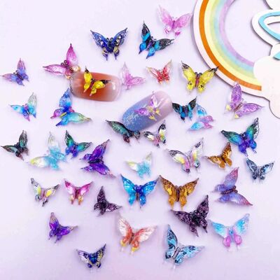 30pcs Resin Colorful Kawaii Crystal Butterfly Gem Flatback R