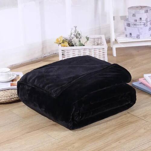 Soft Solid Black Color Coral Fleece Blanket Warm Sofa ver Tw