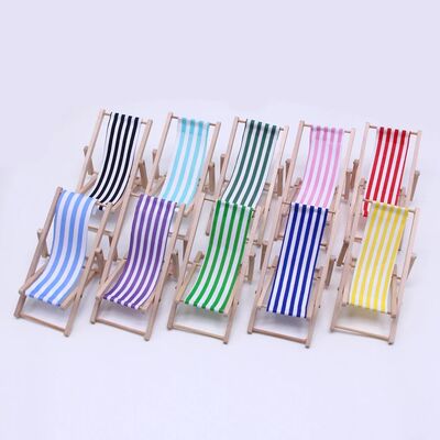 10 Colors Dollhouse Miniature Items Wooden Beach Chair Model