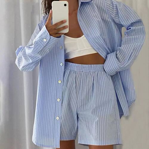 Two-piece Shirt Shorts Set women Loung Wear Tracksuit Women