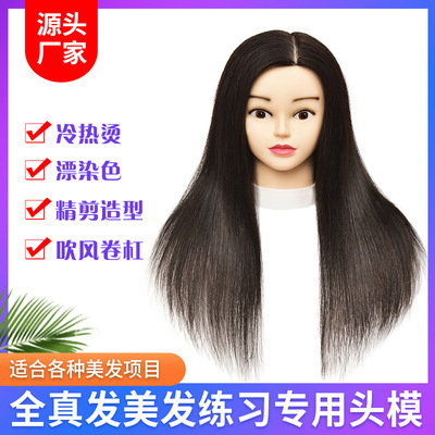 Full Real Hair Hairdressing Head Model Apprentice Practice H