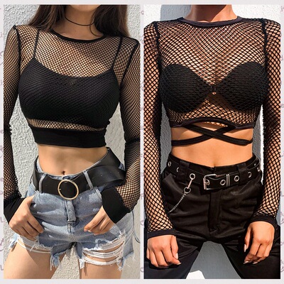 Women's 2024 Fashion Sexy Mesh Perspective Women's ops Long