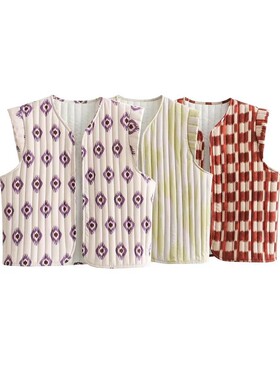 Willshela Women Fashion Printed Sleeveless Jacket Waistcoats