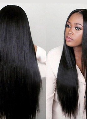 Women's Long Hair  Realistic Medium-parted Long Straight Hai