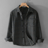 Men Loose Retro rendy Jacket Handsome And Woolen Plaid Thi