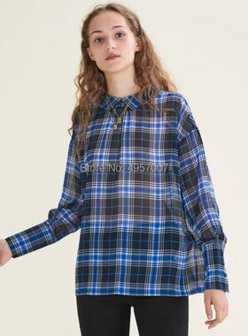 2024 Newest Women Gingham Checkered Shirt Top With Elastic N