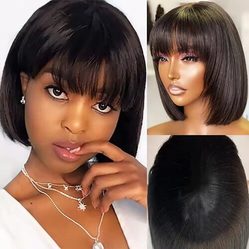 Female Air B  Short Straight Hair Bob Chemical Fiber Hood In