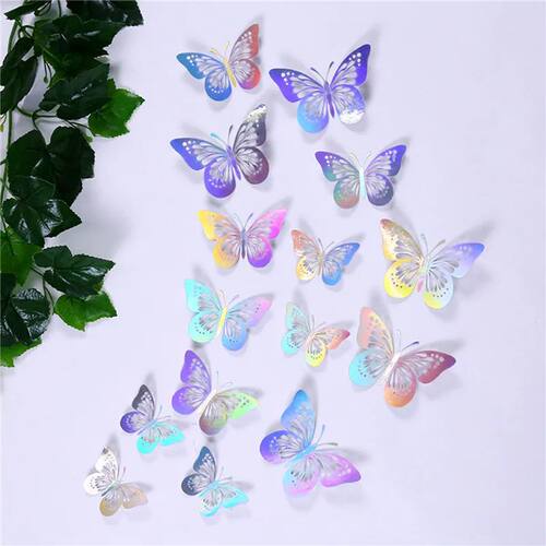 12PCS 3D Hollow Butterfly Creative Wall Sticker For Diy Wall