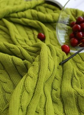 100% Cotton Knitted Blanket Solid Color Sofa Blanket ver Nor