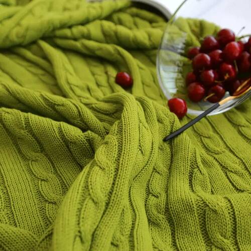 100% Cotton Knitted Blanket Solid Color Sofa Blanket ver Nor