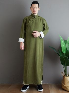 22 Buyi Men's Tang Suit Snowflake Satin Long Gown Style Nati