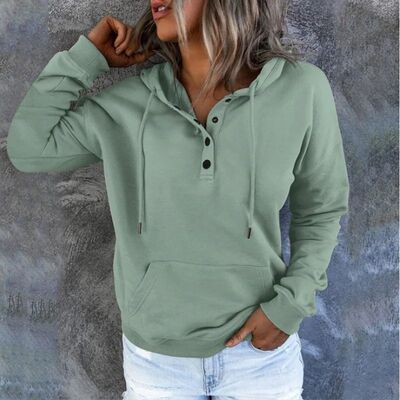 European and N Women's Long-sleeved Loose Casual Hooded Draw