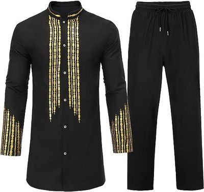2024 Hot Sale Men's African Men's Suit Bronzed Top And Trous